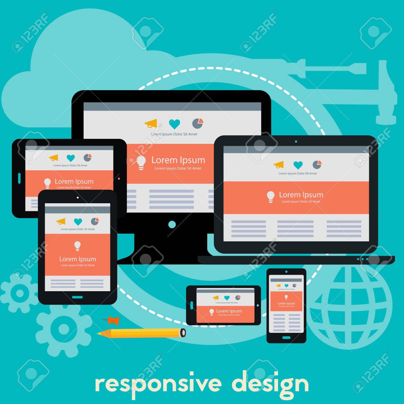 Responsive webdesign technology concept banner. Square composition